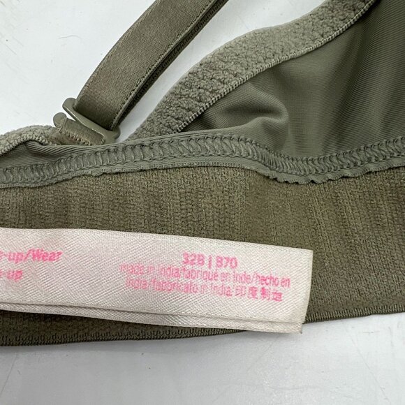 Victoria's Secret Pink Womens T-Shirt Push-Up Bra Size 32B Olive Green Underwire - Picture 5 of 6